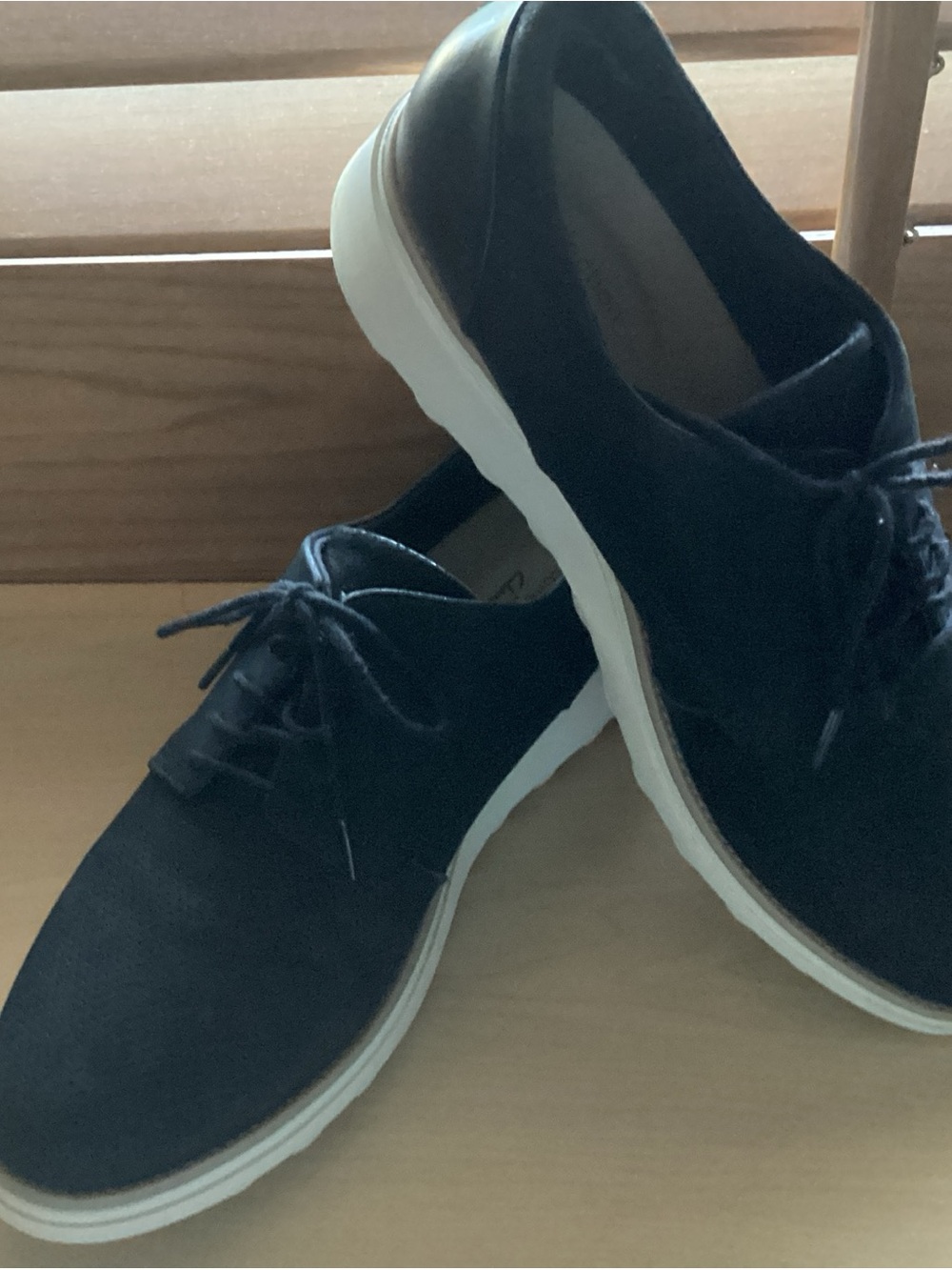 Clarks Black Lace-Up Platform Casual Shoes with White Sole